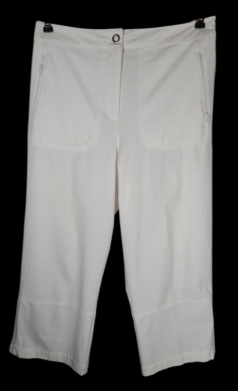 Chico's Zenergy White Cropped Zip-Pocket Activewear Pants Size 1 (8/10)